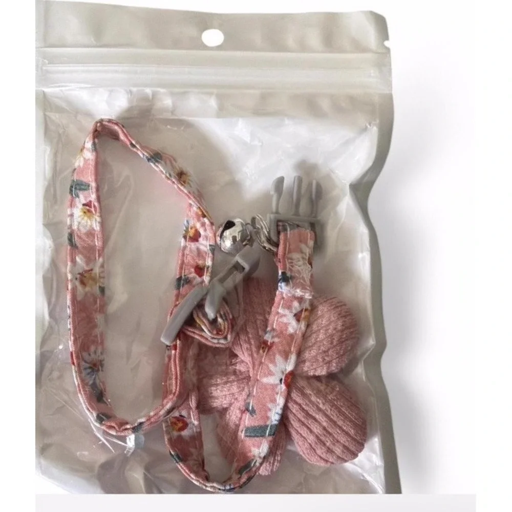 Cozy Warm‎ Fleece Dog pajama and flower adjustable pink collar , Small Breed dog